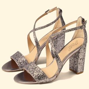 Jewel Badgley Mischka Lavender Heels with Sparkly Straps